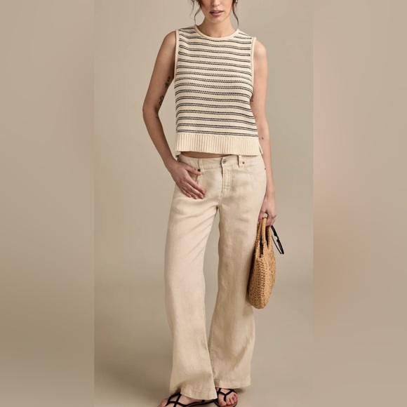 Lucky Brand Baggy Wide Leg Linen Pants in Moonstruck Size 6 - Picture 1 of 15